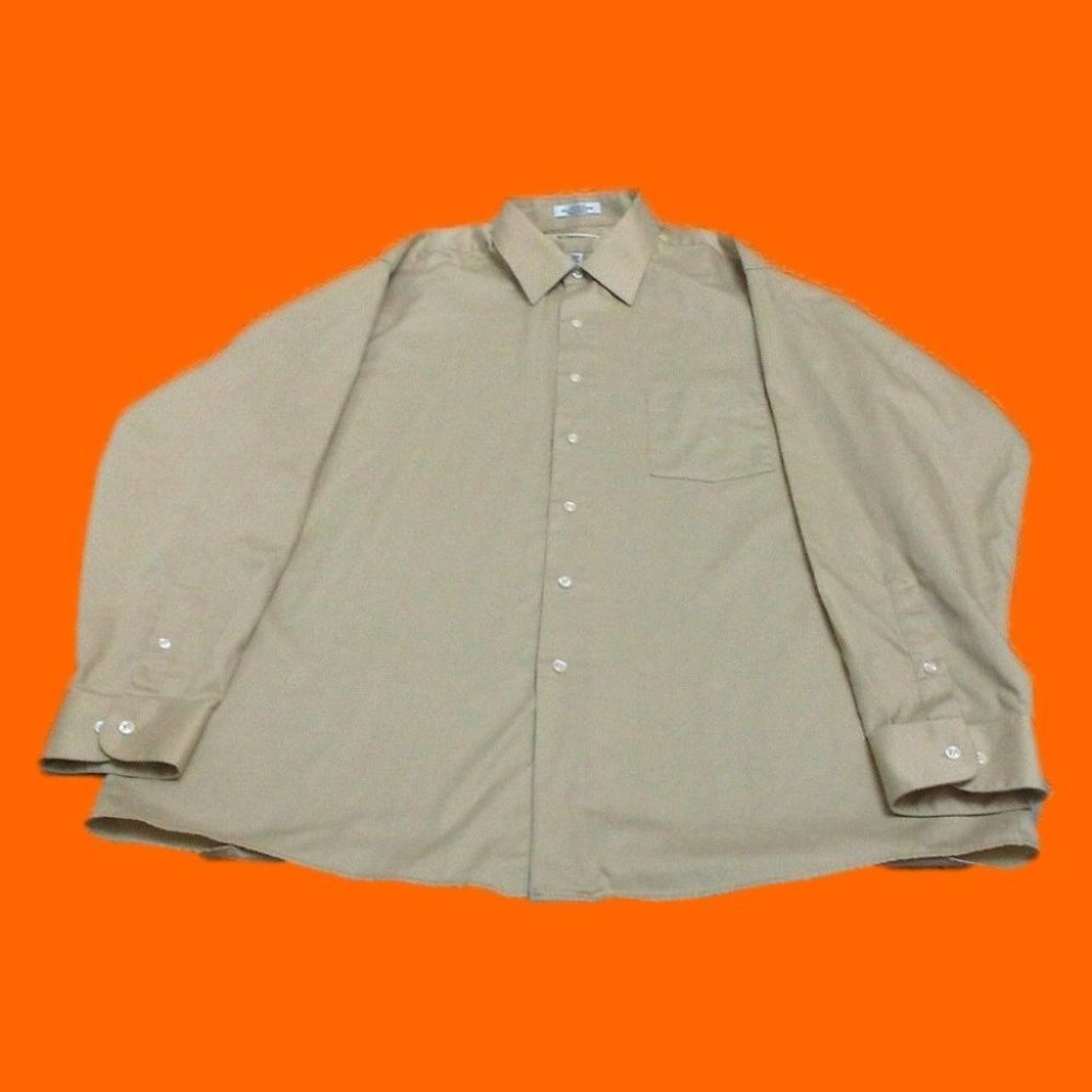Van Heusen Men's Shirt Casual/Dress Cotton Blend Light Gold Size 17.5 (34-35) XL - Picture 11 of 16